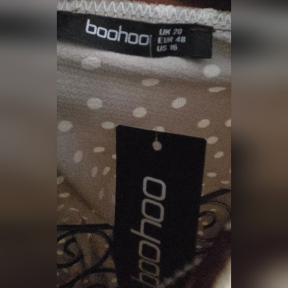 Boohoo Rust Polka Dot High-Neck Midi Dress. Size 16 - Picture 2 of 6